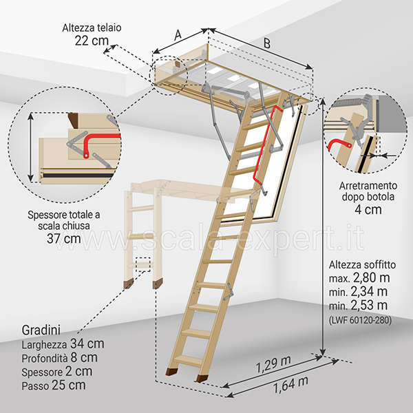 dimensioni scala retratile LWF 280 120