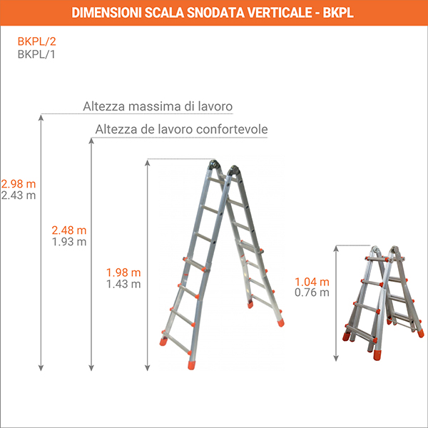 dimensioni scala snodata verticale BKPL