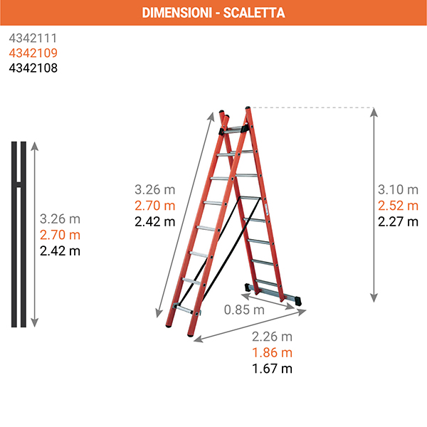 dimensioni scaletta componibile 2 elementi 4342
