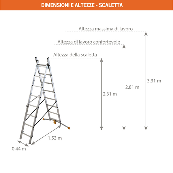 dimensioni scaletta componibile 2 tronchi 1411