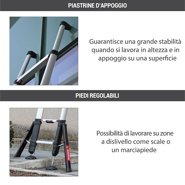 Scala Telescopica 2,0m+2,3m Fino A 150 Kg Scala Stabile In Alluminio Con Trave Di Bilanciamento Carico Massimo 150 Kg 90780942 - 8