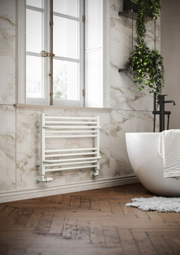 radiatore bianco orizzontale design marmo bagno lima