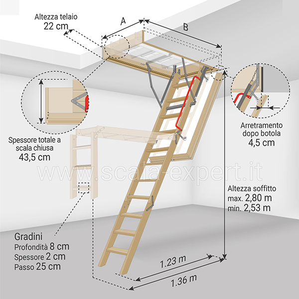 dimensioni scala retratile LWT 280 100
