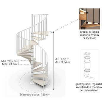 dimensioni scala salvaspazio phola 180 BB