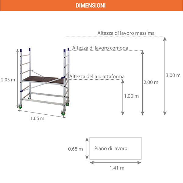 dimensioni trabattello mobile alto 205