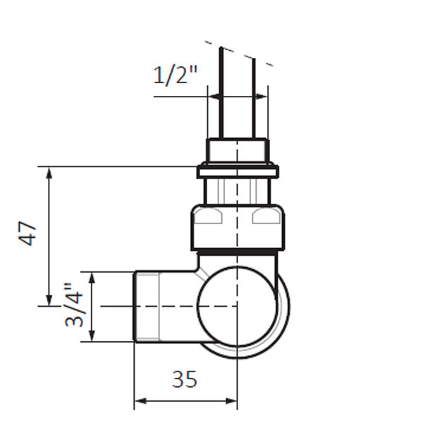 dimensions vanne thermostatique v2 mur dos