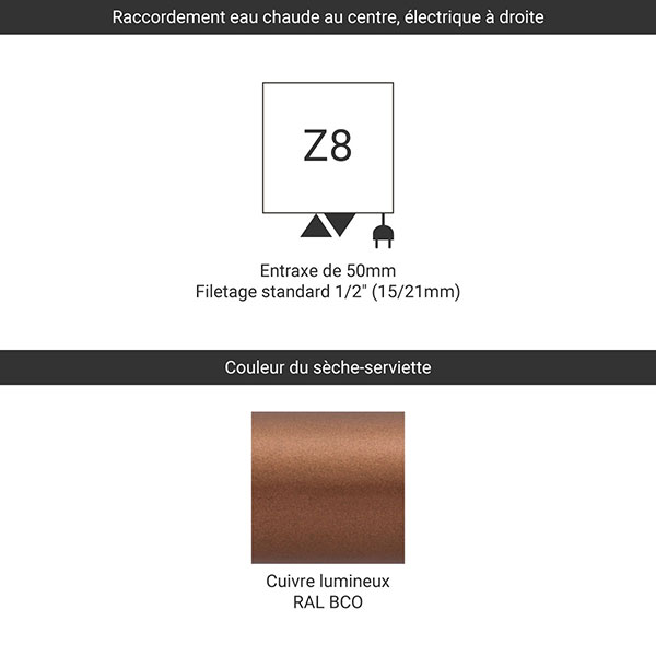 raccordement z8 cuivre lumineux ral bco
