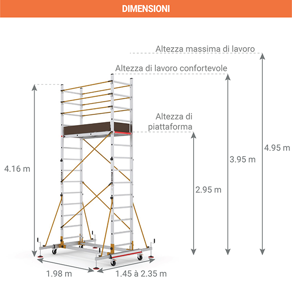 dimensioni trabattello modulabile alluminio sm
