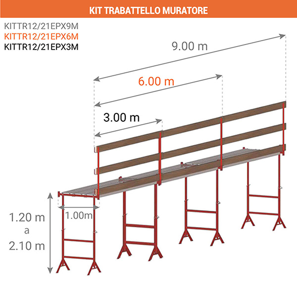 dimensioni trabattello muratore 9m