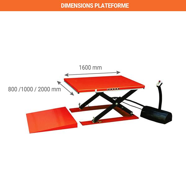 dim table elevatrice electrique extra plate hy