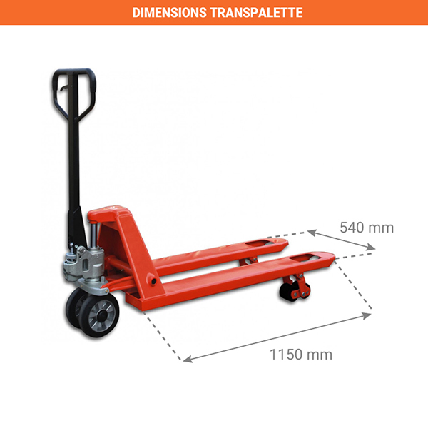 dimension transpalette usage intensif 2500kg