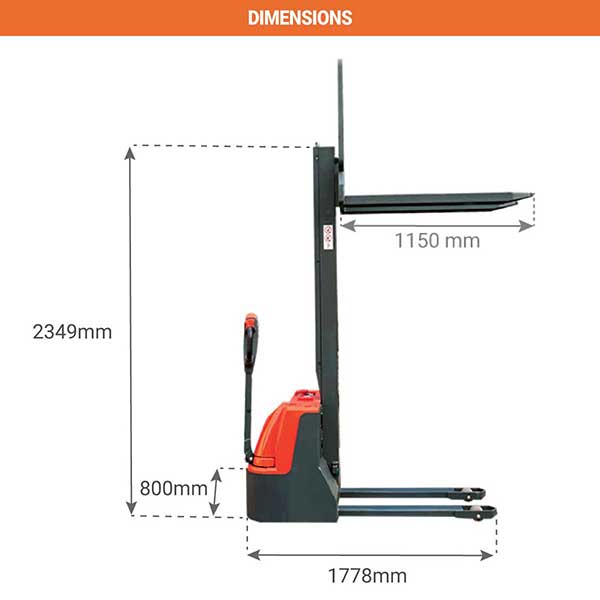 dimensions gerbeur electrique compact PSE10M