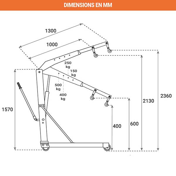 dimensions grue pliable 855010010