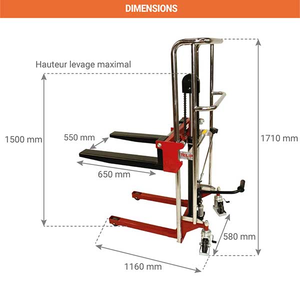 dimensions mini gerbeur hydraulique
