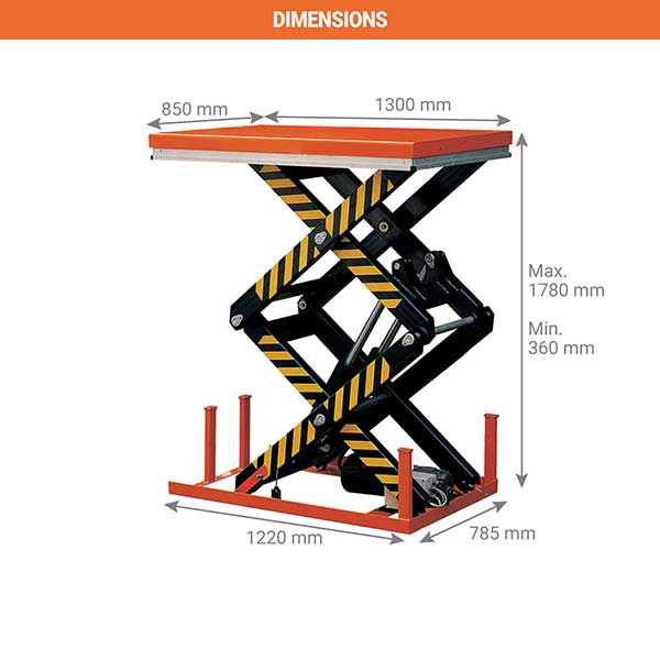 dimensions tables elevatrices electriques hd2000