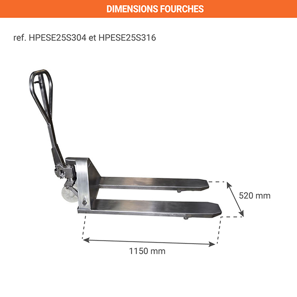 transpalette inox agroalimentaire dimensions