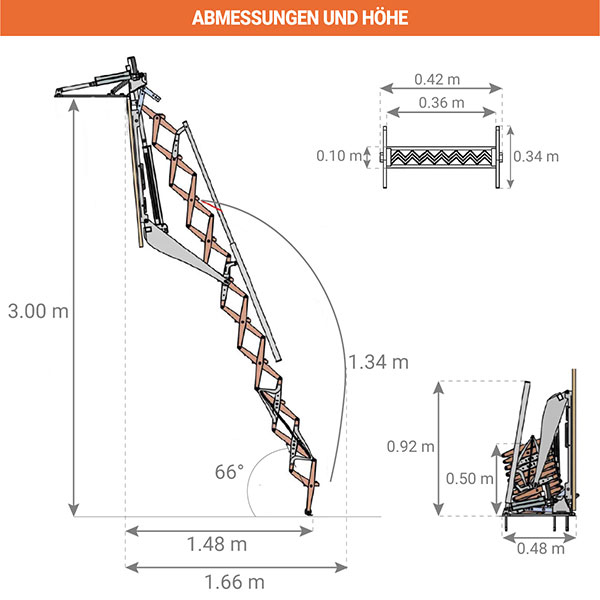 abmessungen hohe treppe elektrisch klappbar PV