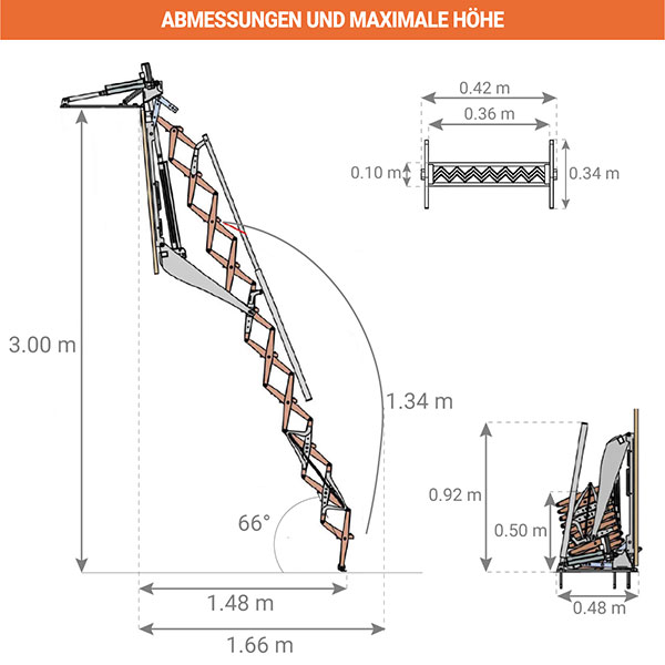 abmessungen hohe treppe elektrische klappbar PV