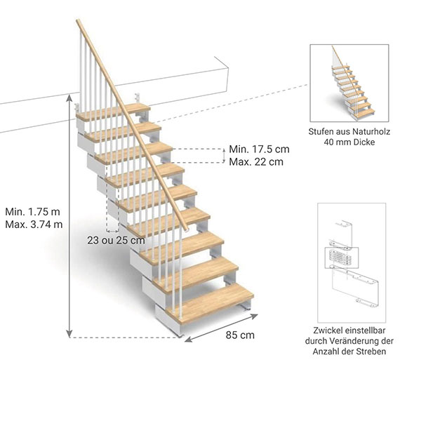 abmessungen treppe holz kompo holz natural 85cm